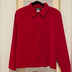 Briggs New York Women's Vibrant Red Button-Down Blazer Shirt